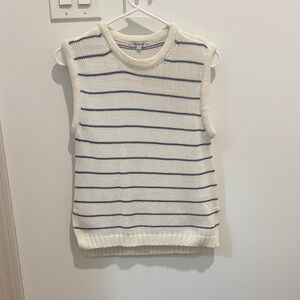 Madewell Navy and White Striped Knit Top